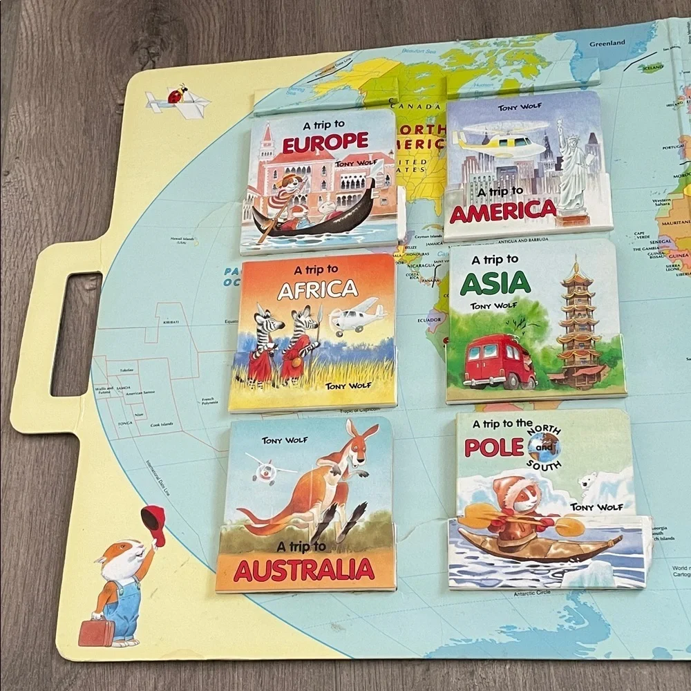 Vintage Travel around the world kids Suitcase book